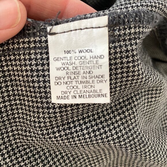 Caves Collect Wool Trousers – Black & Cream Mini Houndstooth (AU 8 / US 4–6) - Picture 8 of 9